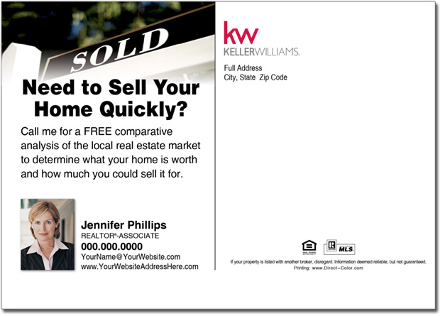 Real Estate Postcard, Keller Williams Postcards