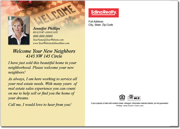 Real Estate Postcards, Welcome Neighbors Postcards