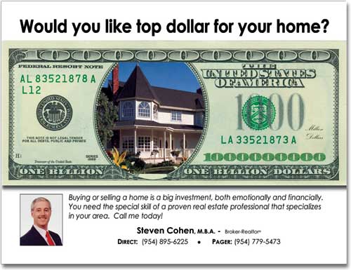 Real Estate Money Postcards, Marketing Postcard, Advertising Post card, Custom Post cards