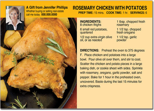 Real Estate Chicken Recipe Postcards