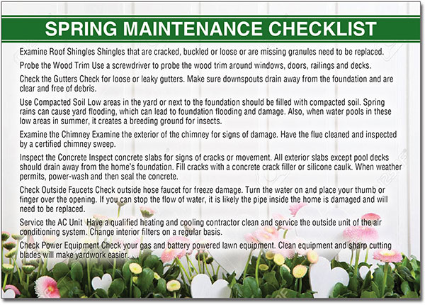 Spring Maintenance Postcards